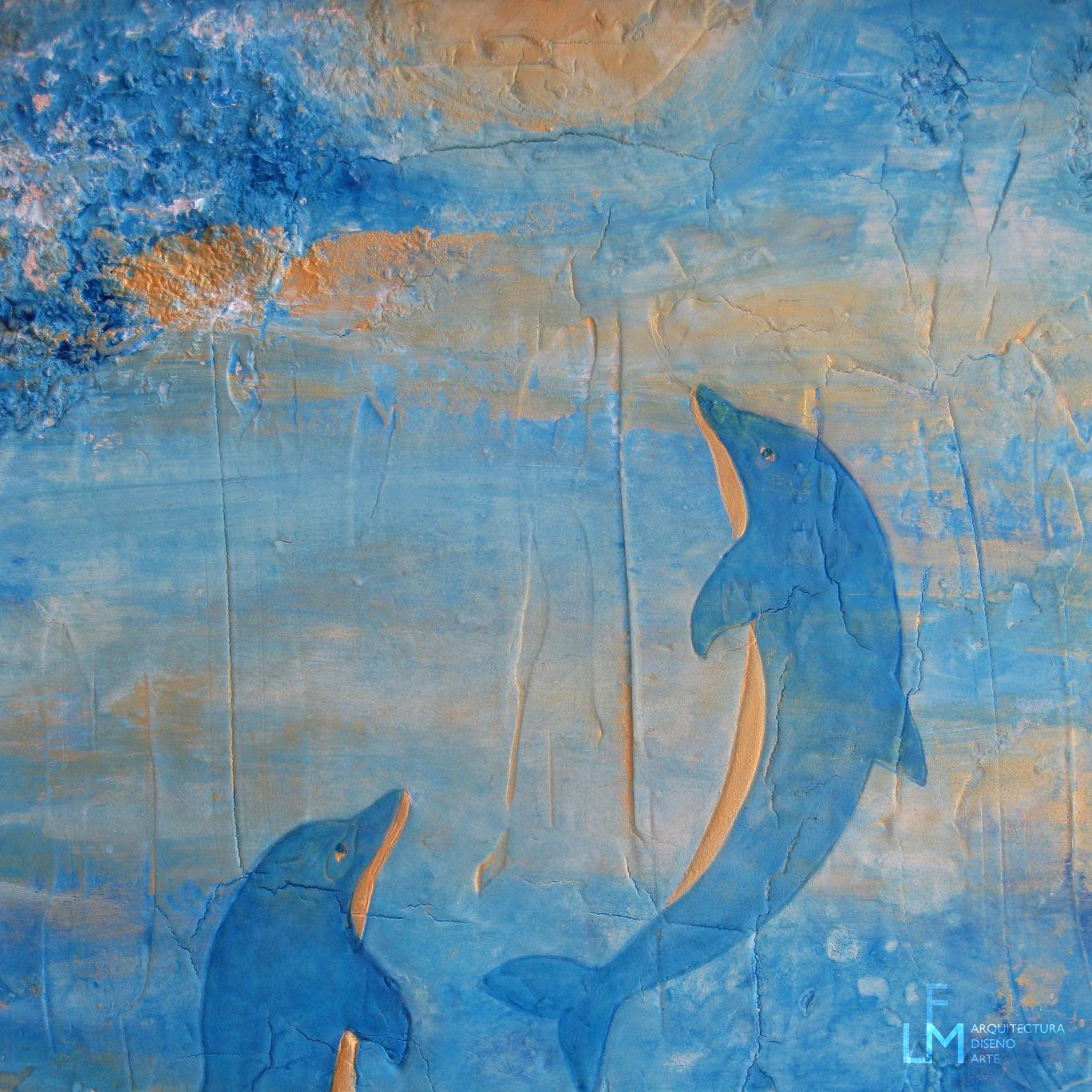 Delfines nadando a la luz