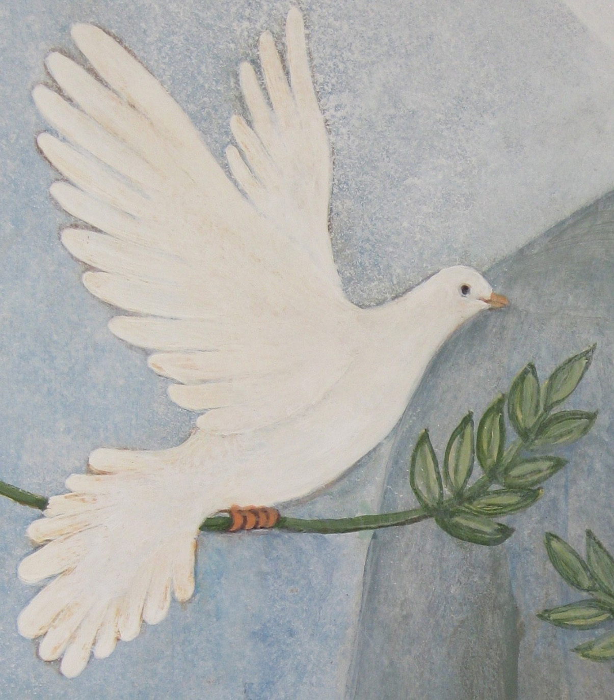 Peace dove with olive branch.