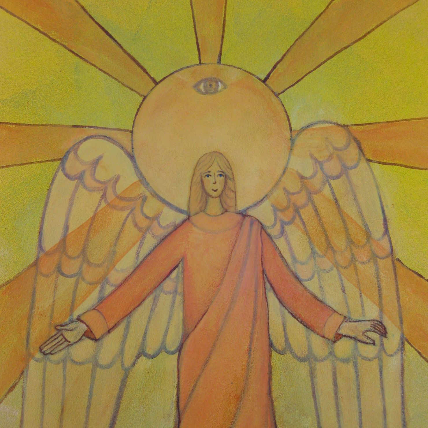 Angel essence of Love, painting on wood