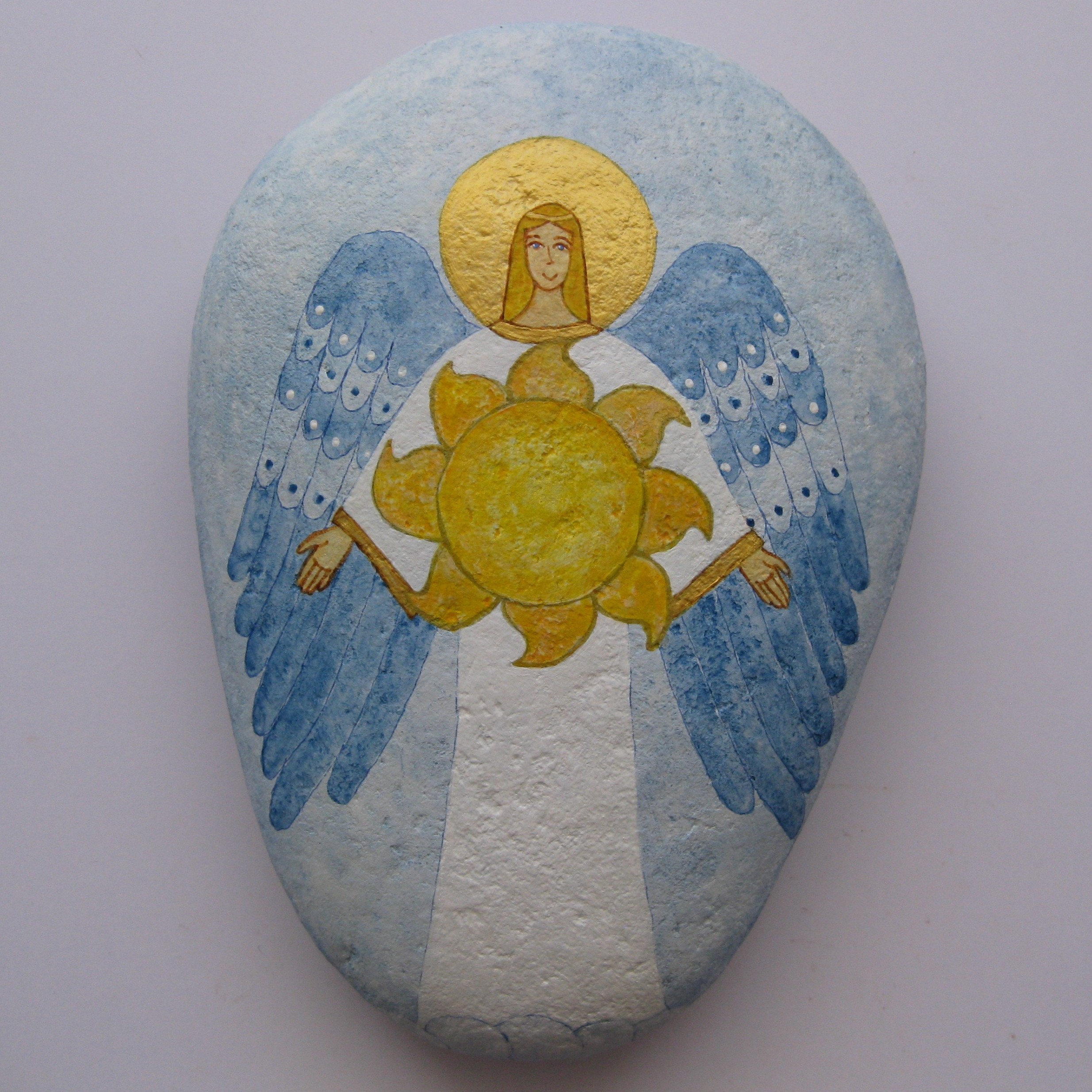 Saint Uriel Archangel. Painted on stone.