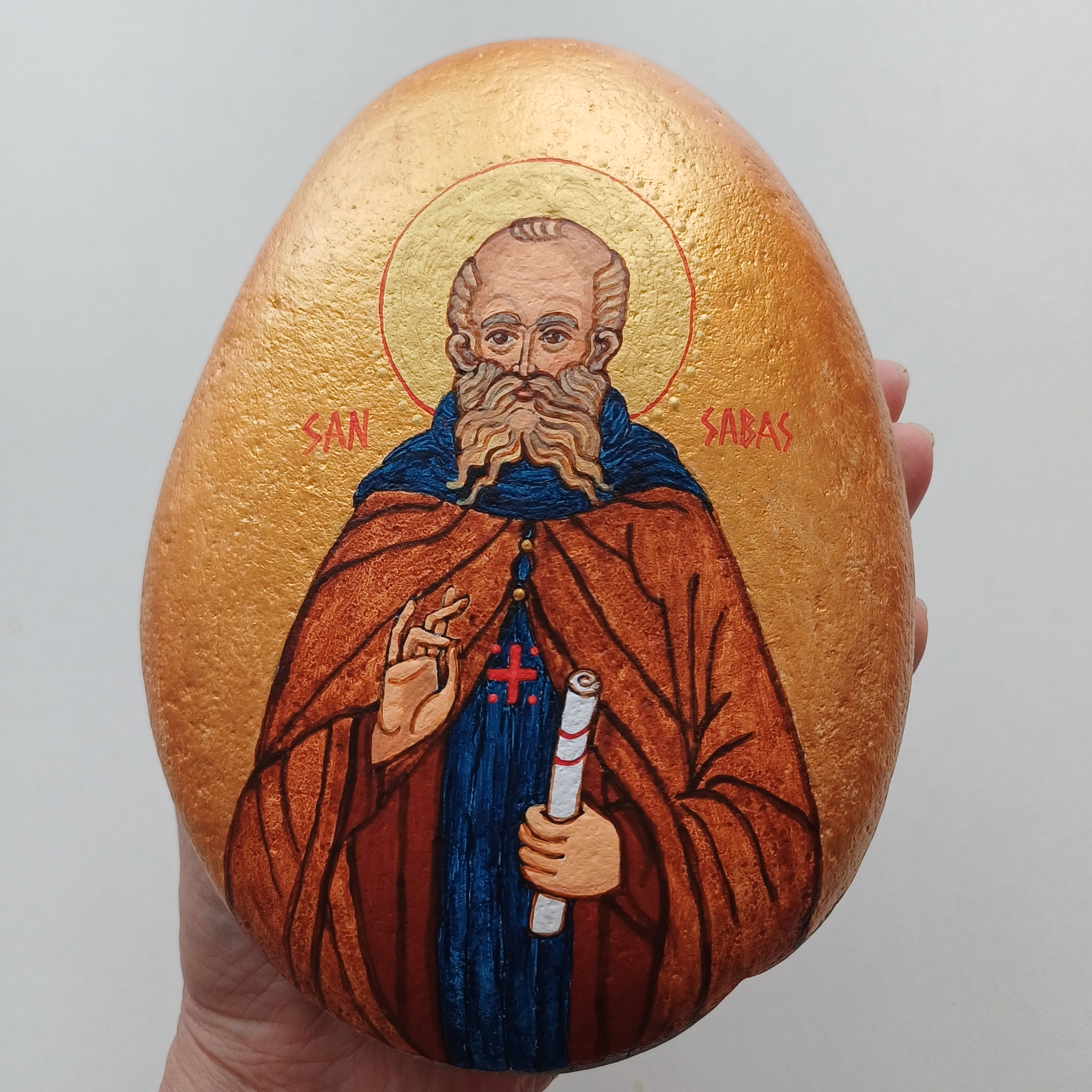 Sabas el Santificado, pintura sobre piedra.